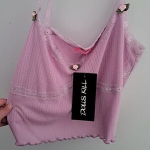 Dolls Kill Lavender Lace Trim Crop Top